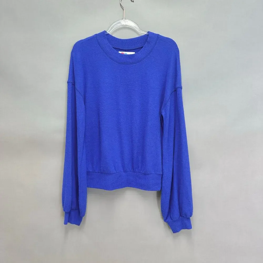 Free People Beach TGIF Pullover Sweater In Royal‎ Blue Size Extra Small
